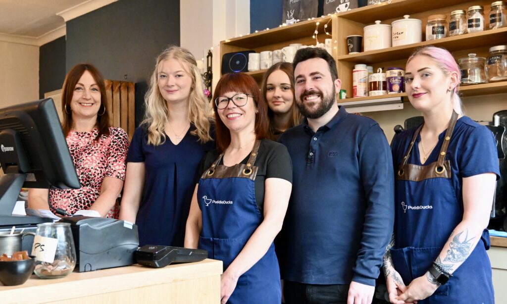 The team at Puddleducks tearooms, Dunsop Bridge, Forest of Bowland