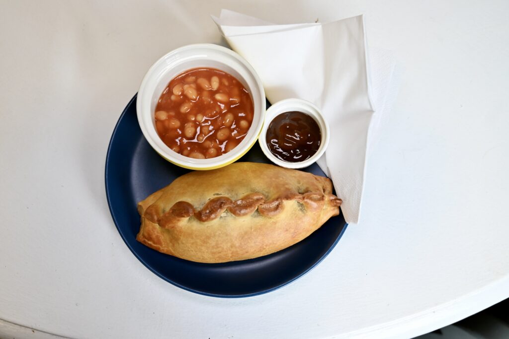 Cornish pasty and baked beans